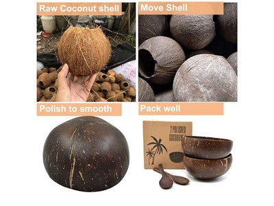 Coconut Bowls Factory Icecream Bowl Crafted Dessert Lacquerd Reusable