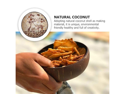 Engaved Coconot Bowl Coconut Shell Halves Big Serving Set Bowlg Holder Natural