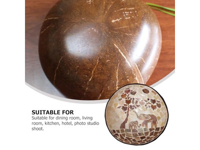 Engaved Coconot Bowl Coconut Shell Halves Big Serving Set Bowlg Holder Natural